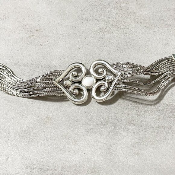 NWOT RARE Brighton Alcazar Hearts Silver Plated Crystal Pave Swing Bracelet - Picture 3 of 7